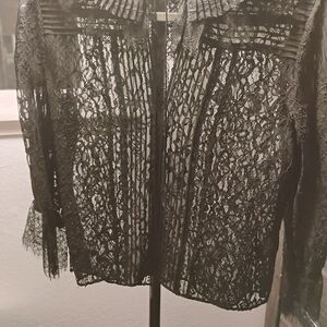 Alice + Olivia Black Lace Top